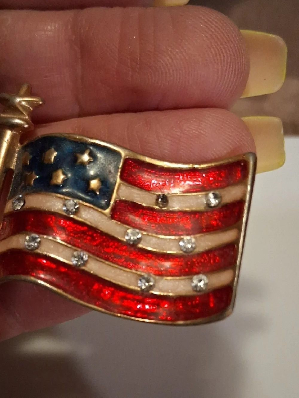 Patriotic Red, White & Blue Enamel Flag Brooch - Women Jewelry Brooches